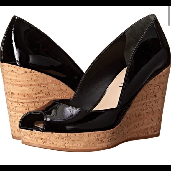 Black Via Spiga Cork Wedges - Picture 1 of 7